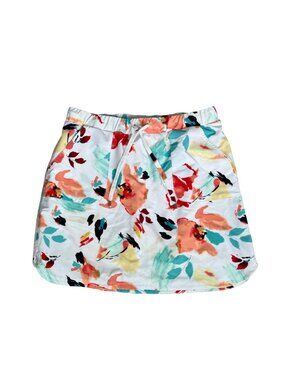Chicos Athletic Skirt Size 8 Skort White Floral Tennis Pickleball Golf Pull On